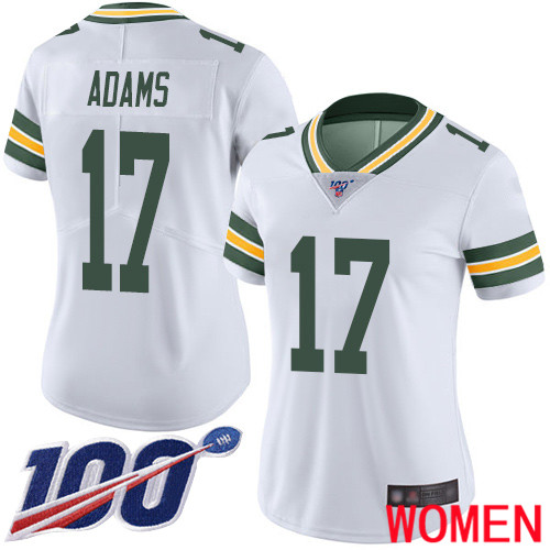 Green Bay Packers Limited White Women 17 Adams Davante Road Jersey Nike NFL 100th Season Vapor Untouchable
